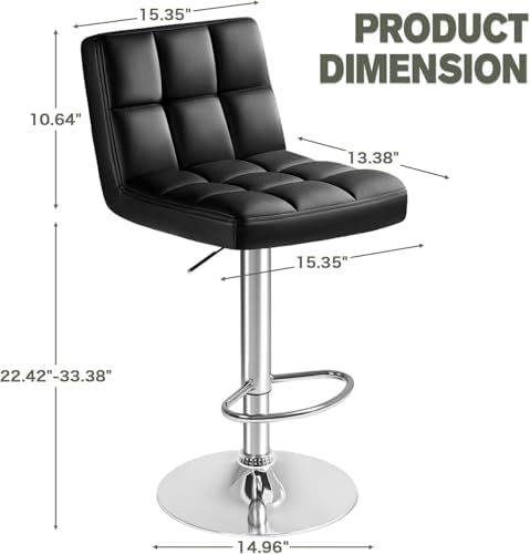 Furmax Bar Stools Modern Pu Leather Swivel Adjustable Hydraulic Bar Stool Squ...