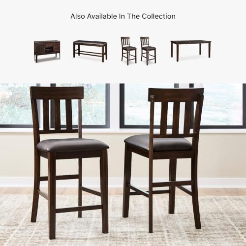 Signature Design by Ashley Counter Height Bar Stool, Set of 2, Slat Back