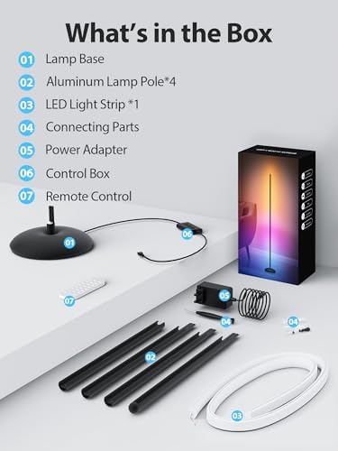 Corner Floor Lamp, Smart RGB LED Corner Lamps for Living Room