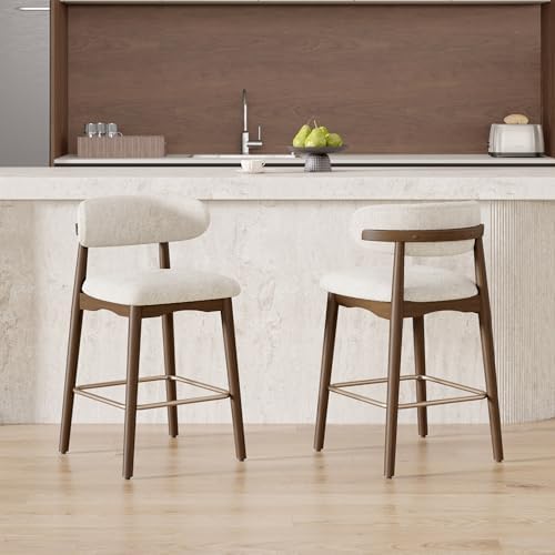 Counter Height Bar Stools, Solid Wood Barstools,26" Set of 2