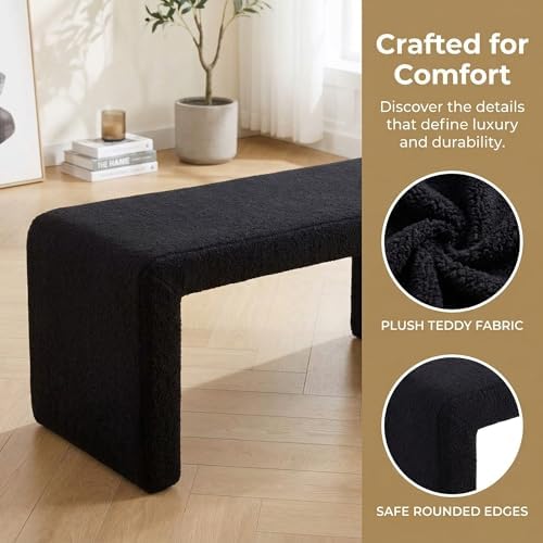 LukeAlon 3-Piece Nesting Ottoman Bench Set, 40.5" Wide Upholstered End o...