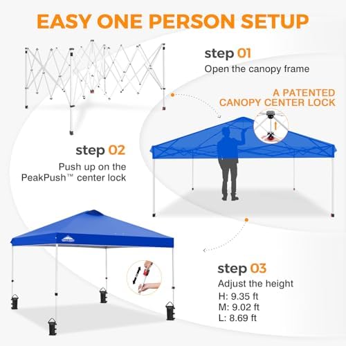 EAGLE PEAK 10x10 Pop Up Canopy Tent Easy Up Canopy Outdoor, Blue