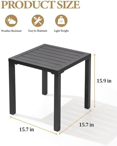 Crestlive Products Aluminum Outdoor Side Table, Pool Lounge Chair Side Table,...
