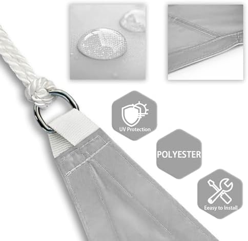 Patio Paradise 12' x 12' Sun Shade Sail Waterproof Gray Rectangle Sha...