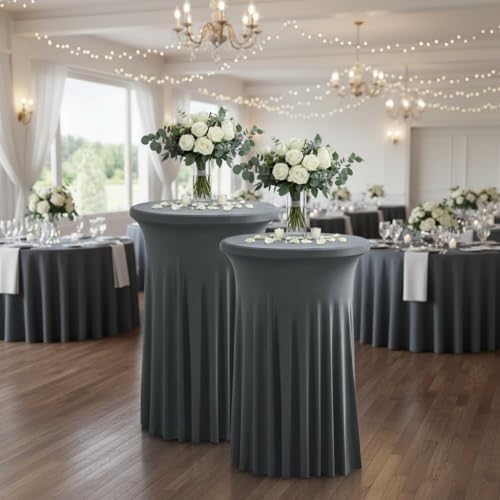 2 Pack Highboy Cocktail Table Cover Skirt Tablecloth (32" x 43", Da...