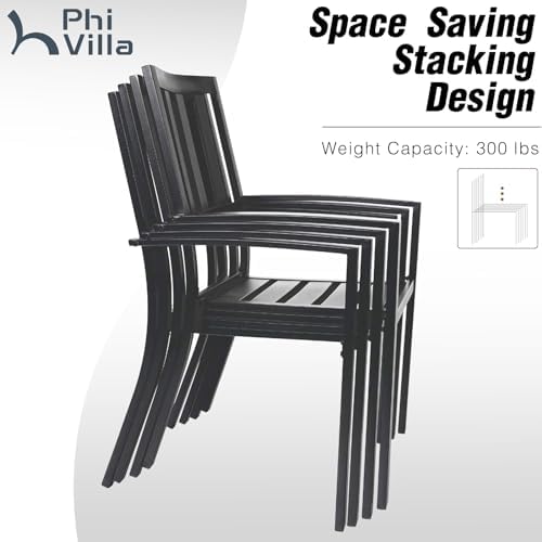 PHI VILLA 3 Pcs Patio Bistro Dining Set, 28" Metal Table& 2 Patio Ch...
