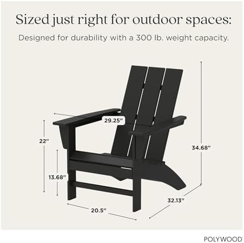POLYWOOD Modern Adirondack Chair – All-Weather Outdoor Lawn Adirondack Chairs...