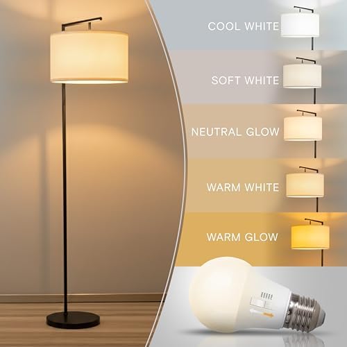 Brightech Montage Modern Floor Lamp - LED Standing Lamp with Tan Shade for Li...