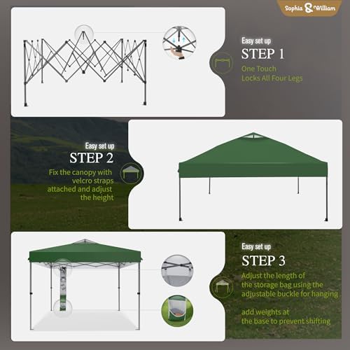 Sophia & William Canopy Tent 10x10 Pop Up One Person Push Set up Tents