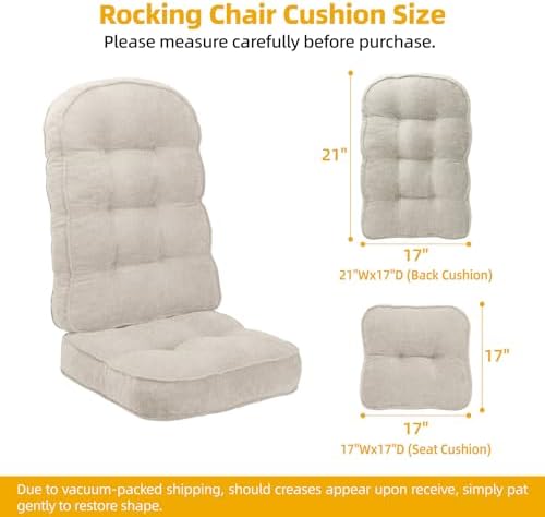 Detiblue Rocking Chair Cushion Set, Separate Seat & Back(38x17,White)