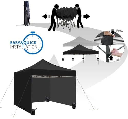10x10 Pop up Canopy Tent with Sidewalls,Heavy Duty Waterproof Sun Shade Canop...