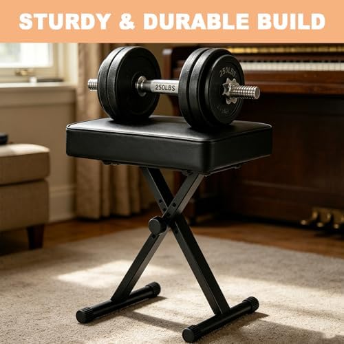 Keyboard Bench Adjustable Piano Stool - Extra Comfortable Piano Bench with Hi...