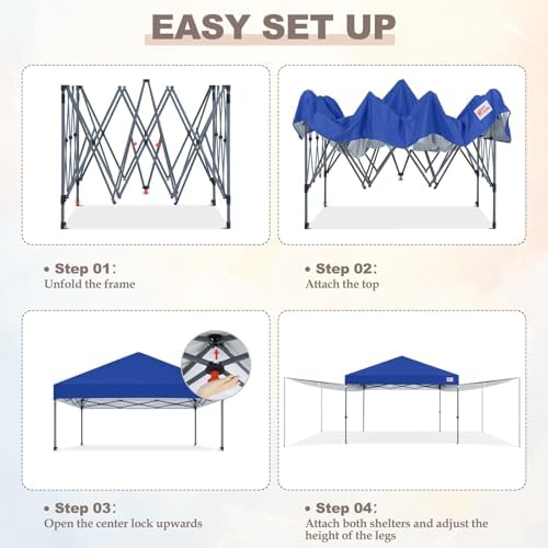 MASTERCANOPY 10x10 Pop Up Canopy Tent with 2 Shelters,230 Sq ft Blue