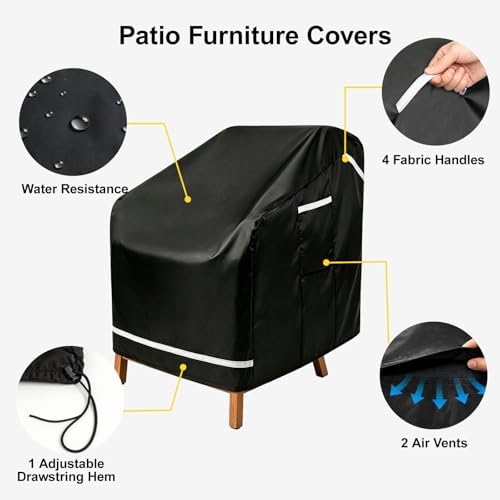 3 PCS Outdoor Chair Covers Waterproof, Patio Chair Covers Waterproof & Wi...