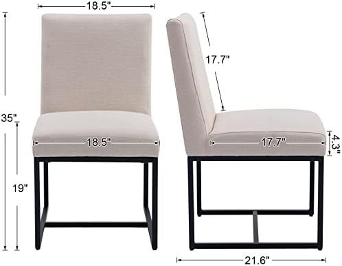 CIMOTA Modern Linen Dining Chair Set of 8, Mid Century Dining Room Chairs Fab...