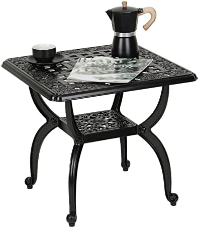 YKSY&YKSY Jardin DE Centennial Cast Aluminum Outdoor Side Table,Anti-Rust...