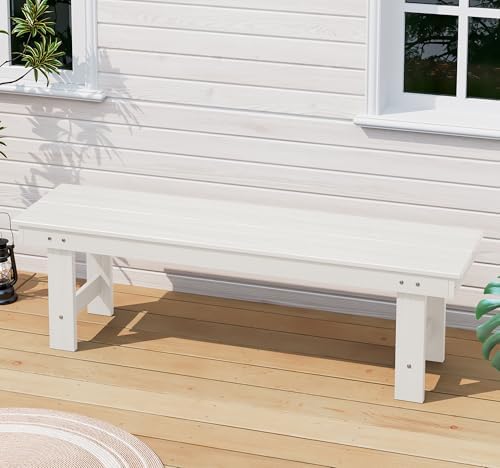 SERWALL 2-Person Backless Outdoor Bench 56 Inches, White