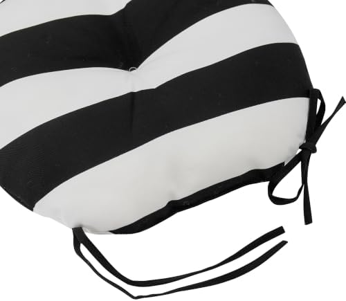 FUNHOME Outdoor Round Bistro Chair Cushions, 15x15x4Inch-Black White Stripe