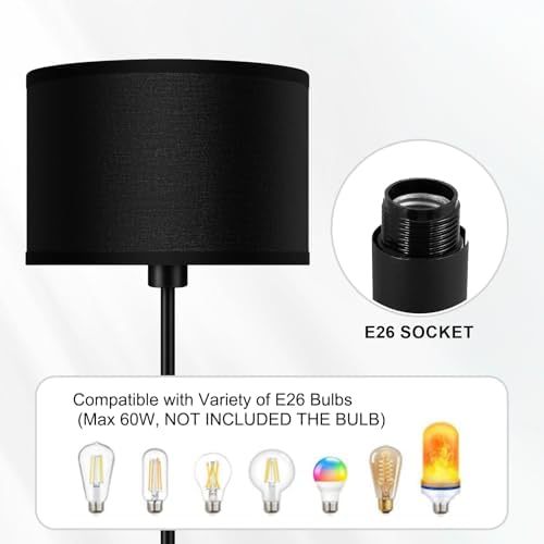 AUQUEE Floor Lamps for Living Room, Modern Standing Lamp, Black Lamp Shades, ...