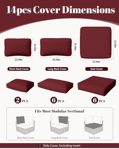 14 Pcs Outdoor Cushion Slipcovers Outdoor Patio Cushion Covers Replacement Wa...