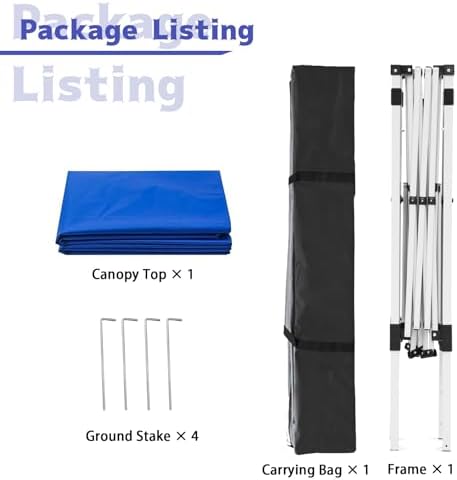 10x10FT Slant Leg Pop Up Canopy Tent, Portable Outdoor Shelter