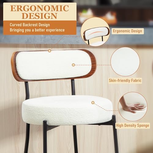 Bar Stools Set of 3 Boucle Counter Stools for Kitchen Island