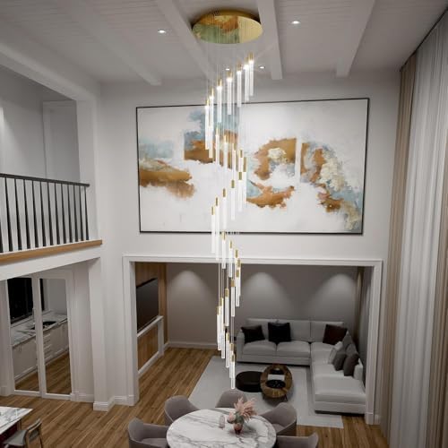 36-Light 200" High Ceiling Chandelier Long Spiral LED Dimmable Chandelie...