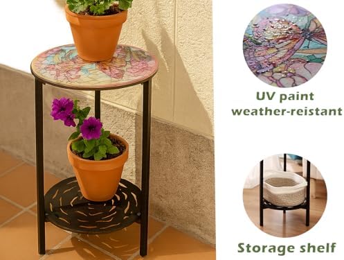 2 Packs Two-Tier Metal Round Side Table Set of Two Black Accent Coffee Tables...
