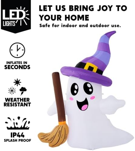 JOYIN Halloween Inflatables Ghost Outdoor Decorations, Cute Blow Up Ghost Hol...