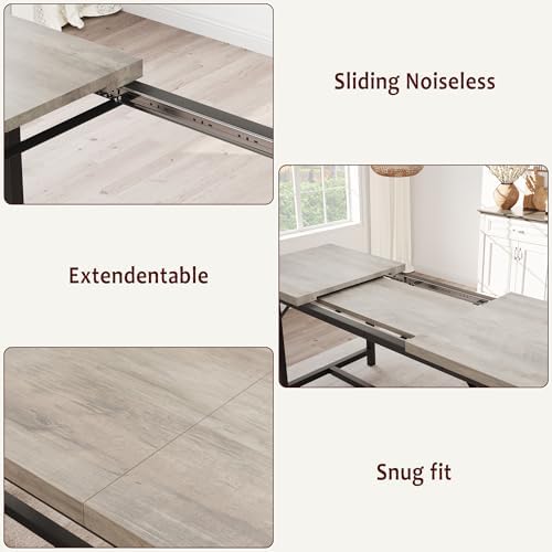 Garvee 63 in Extendable Dining Table Set for 4-6 People, 3-Piece Kitchen Tabl...