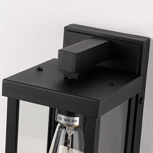 mirrea 11" Classic Outdoor Wall Sconce 1 Light in Matte Black Rectangula...