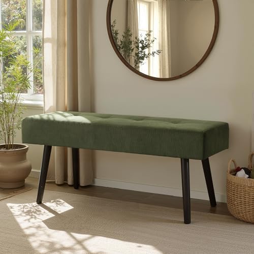 Comfy to go Entryway Bench - Green Bench for Bedroom, Modern Ottoman End of B...