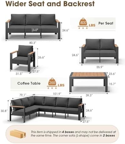 Aluminum Outdoor Patio Furniture Set 8 Seats, Outdoor Sectional Corner Sofa, ...