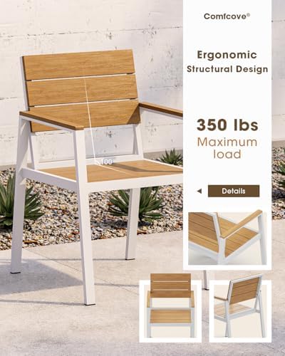 Outdoor Dining Set for 6, Aluminum Patio HDPS Outdooor Table and Chairs Set w...