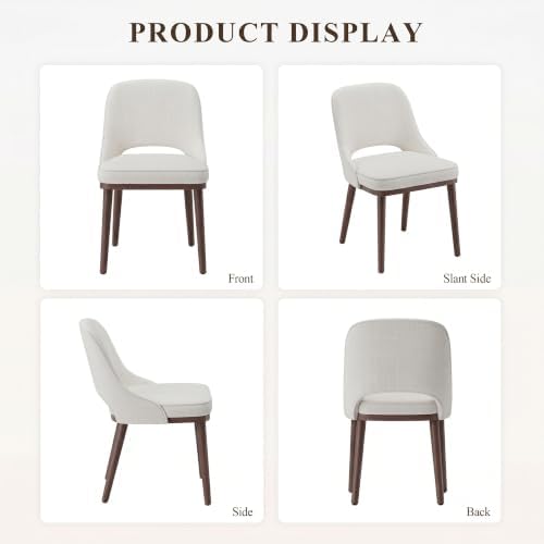 Modern Upholstered Chairs, Curved Open‑Back Fabric Kitchen Chairs(Set of 6)
