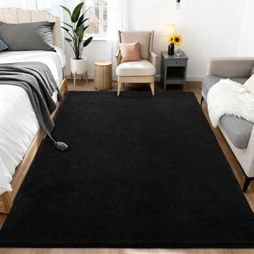 Large Area Rugs for Living Room Bedroom 6x9 Black Rug Ultra Soft