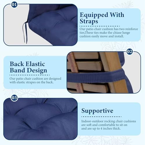 Outdoor Rocking Chair Cushions Printing Waterproof Adirondack Chair Cushion