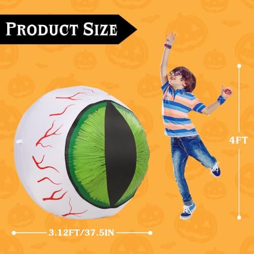 MUMTOP 4FT Halloween Outdoor Inflatable Eyeball Yard Decor with LED Lights