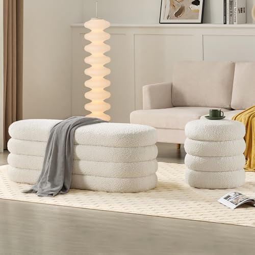 Busaurus Storage Ottoman Bench 49.2 Inch Upholstered Fabric Storage Bench for...