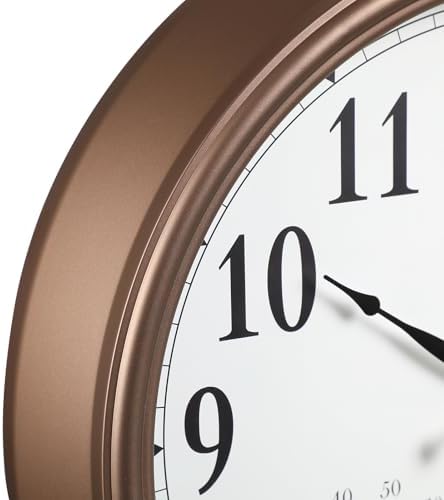 CLXEAST 18" Outdoor Clocks Waterproof with Temperature & Humidity,Brown