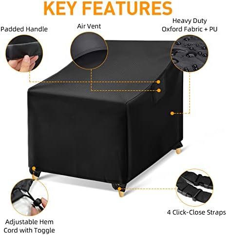 WLEAFJ Outdoor Chair Covers Waterproof, Black Lawn Patio Furniture Covers, He...
