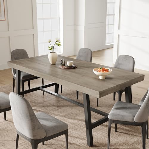 Garvee 71" Industrial Dining Table, Rectangular Kitchen Table, Grey