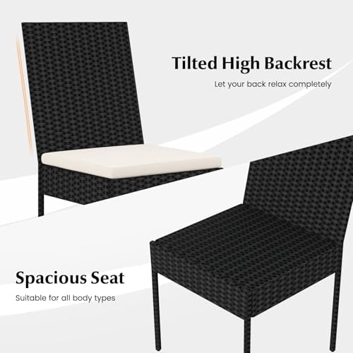 HAPPYGRILL Patio Dining Chairs Set of 4, Outdoor Armless Rattan Wicker Chair ...