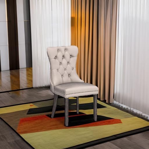 Eifizek Dining Chairs Set of 4 Upholstered Chairs with Tufted Back, Beige
