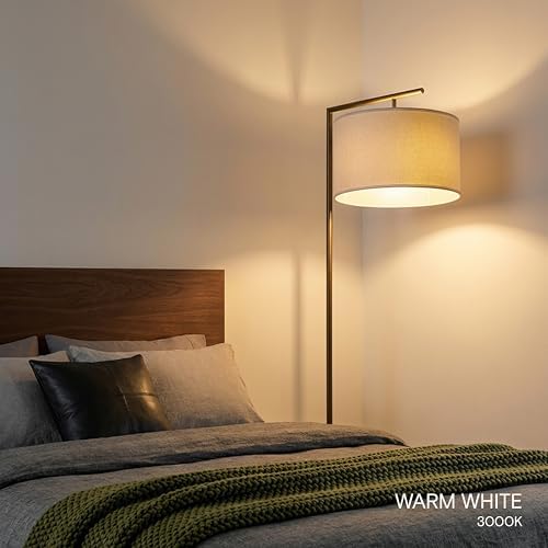 Brightech Montage Modern Floor Lamp - LED Standing Lamp with Tan Shade for Li...