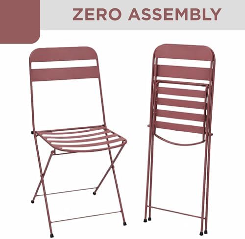 Alpine Corporation VTFAM168A-RD 3-Piece Red Metal Folding Bistro Set – 20&quo...