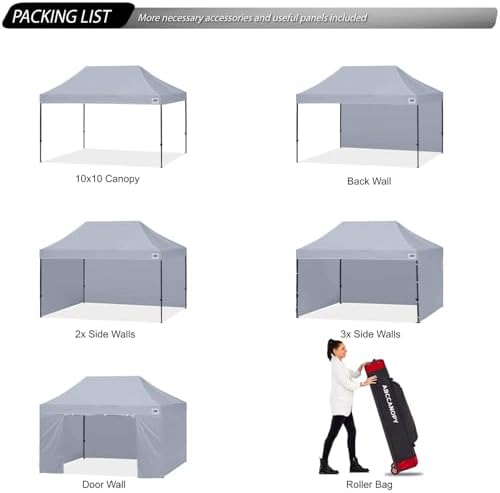 ABCCANOPY Heavy Duty Easy Pop up Canopy Tent with Sidewalls 10x15, Gray