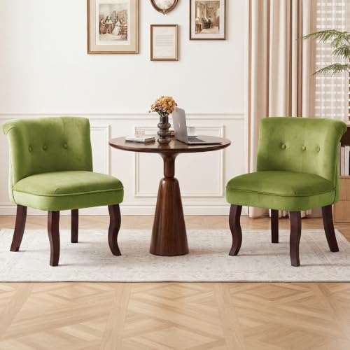 Velvet Vanity Chair with Back, Tufted Upholstered Vanity Stool with Solid Woo...