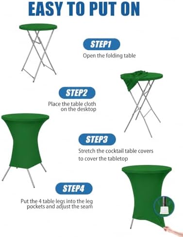 Cocktail Table Covers - 6 Pack 32x43 Inch Table Cloth - Green