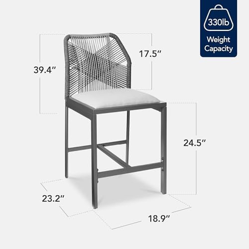 Best Choice Products Indoor Outdoor Counter Height Bar Stools Set of 2, Armle...